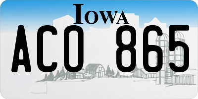 IA license plate ACO865