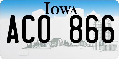IA license plate ACO866
