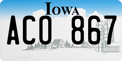 IA license plate ACO867