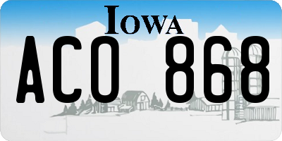 IA license plate ACO868