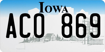 IA license plate ACO869