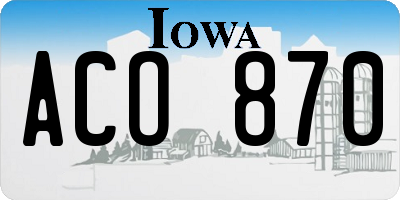 IA license plate ACO870