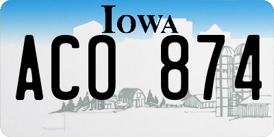 IA license plate ACO874