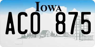 IA license plate ACO875