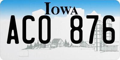 IA license plate ACO876