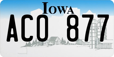IA license plate ACO877