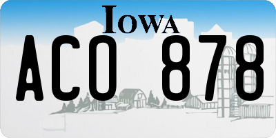 IA license plate ACO878
