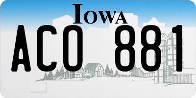 IA license plate ACO881