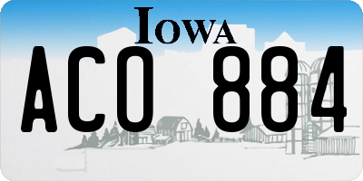 IA license plate ACO884