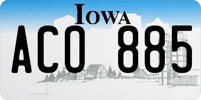 IA license plate ACO885