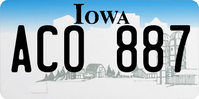 IA license plate ACO887