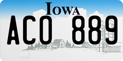 IA license plate ACO889