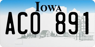 IA license plate ACO891