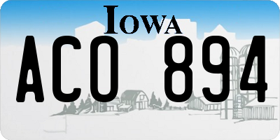 IA license plate ACO894