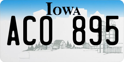 IA license plate ACO895