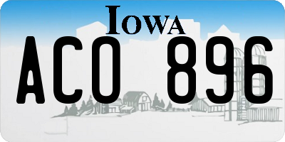 IA license plate ACO896
