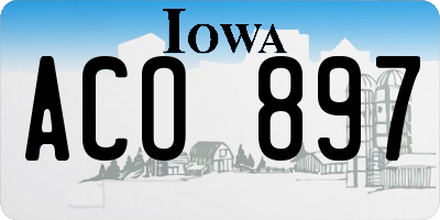 IA license plate ACO897