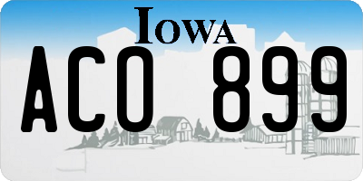 IA license plate ACO899