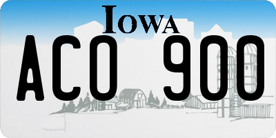 IA license plate ACO900