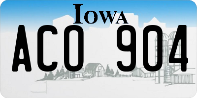 IA license plate ACO904