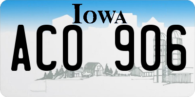 IA license plate ACO906