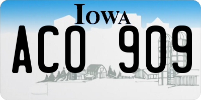 IA license plate ACO909