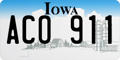 IA license plate ACO911