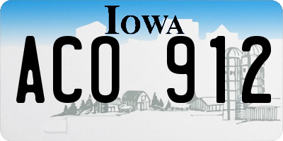 IA license plate ACO912