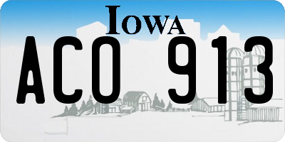 IA license plate ACO913