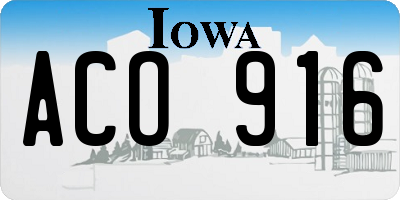 IA license plate ACO916