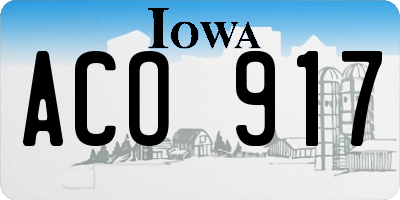 IA license plate ACO917
