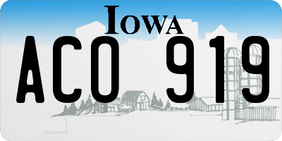 IA license plate ACO919