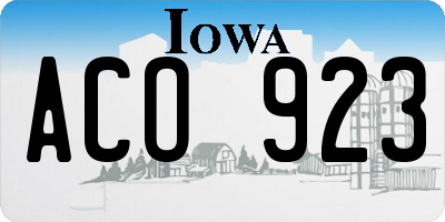 IA license plate ACO923