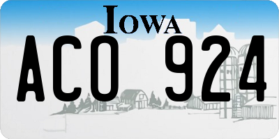IA license plate ACO924