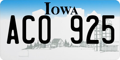 IA license plate ACO925
