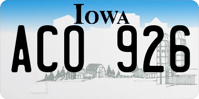 IA license plate ACO926