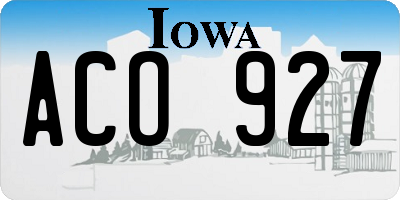 IA license plate ACO927