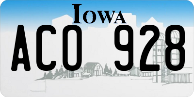 IA license plate ACO928