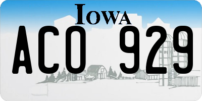 IA license plate ACO929
