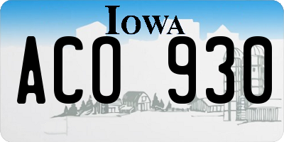 IA license plate ACO930