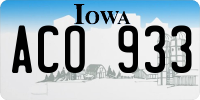 IA license plate ACO933
