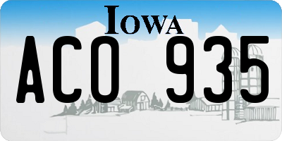IA license plate ACO935