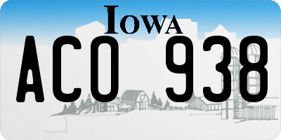 IA license plate ACO938