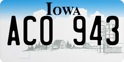 IA license plate ACO943