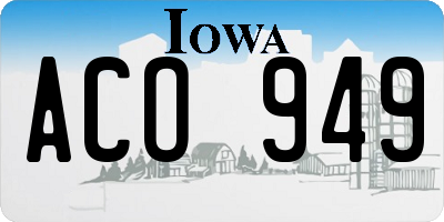 IA license plate ACO949