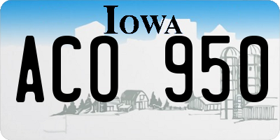 IA license plate ACO950