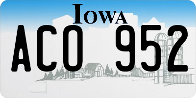 IA license plate ACO952