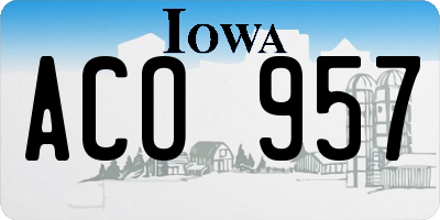IA license plate ACO957