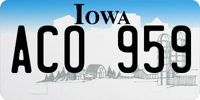 IA license plate ACO959