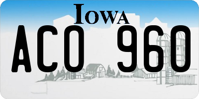 IA license plate ACO960